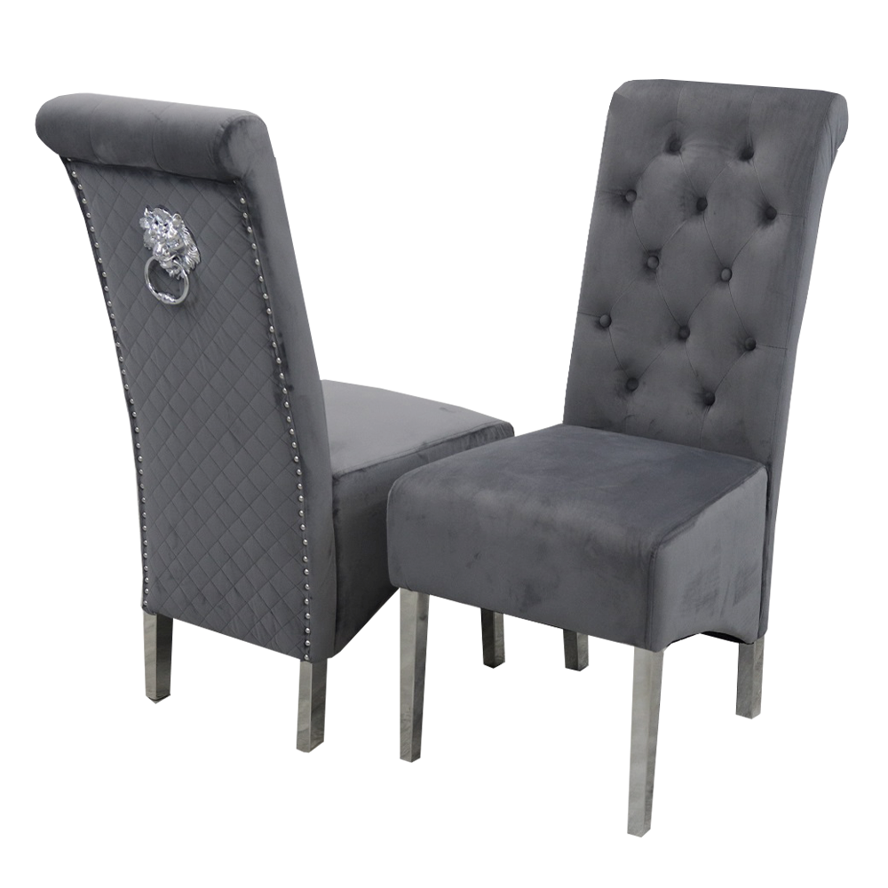 Oakwood Arianna 1.8m Grey Marble Top Dining Table With 6 Emma Shimmer Chairs