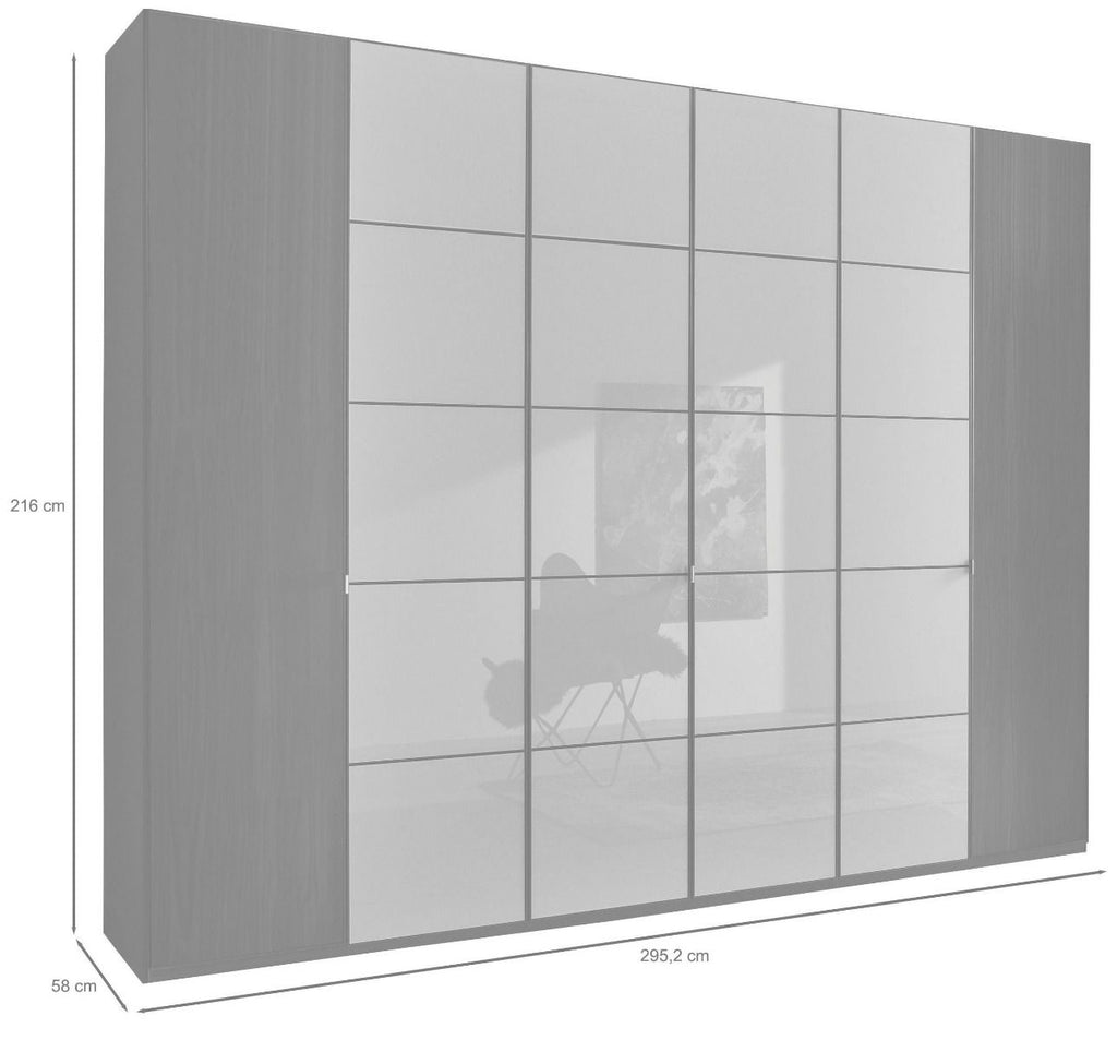 Oakwood Wiemann Quito Champagne and Champagne Glass With Mirror 6 Door Wardrobe - 300CM