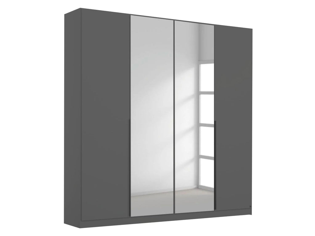 Oakwood Rauch Alabama Metallic Grey With Mirror 4 Door Hinged Wardrobe
