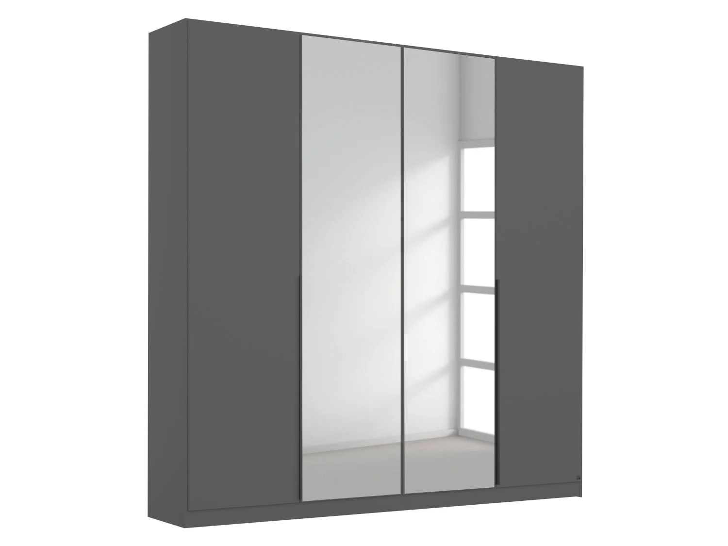 Oakwood Rauch Alabama Metallic Grey With Mirror 4 Door Hinged Wardrobe