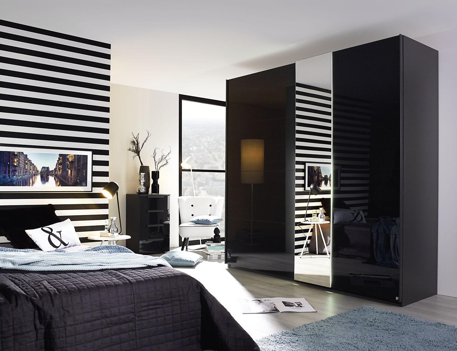 Oakwood Rauch Miramar Perth Graphite Sliding Door Wardrobe