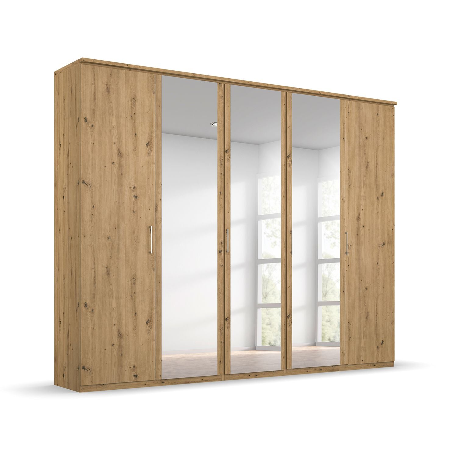 Oakwood Rauch Tellin 5 Hinged Door Wardrobe 3 Mirror Doors