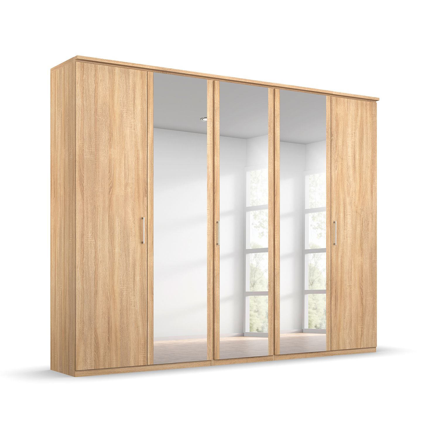 Oakwood Rauch Tellin 5 Hinged Door Wardrobe 3 Mirror Doors