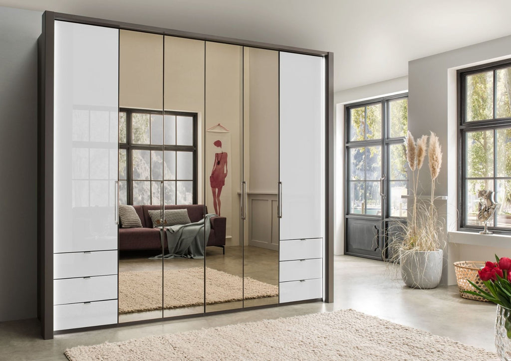 Oakwood Wiemann Kansas 6 Door Combi Wardrobe With 4 Full Mirror Doors