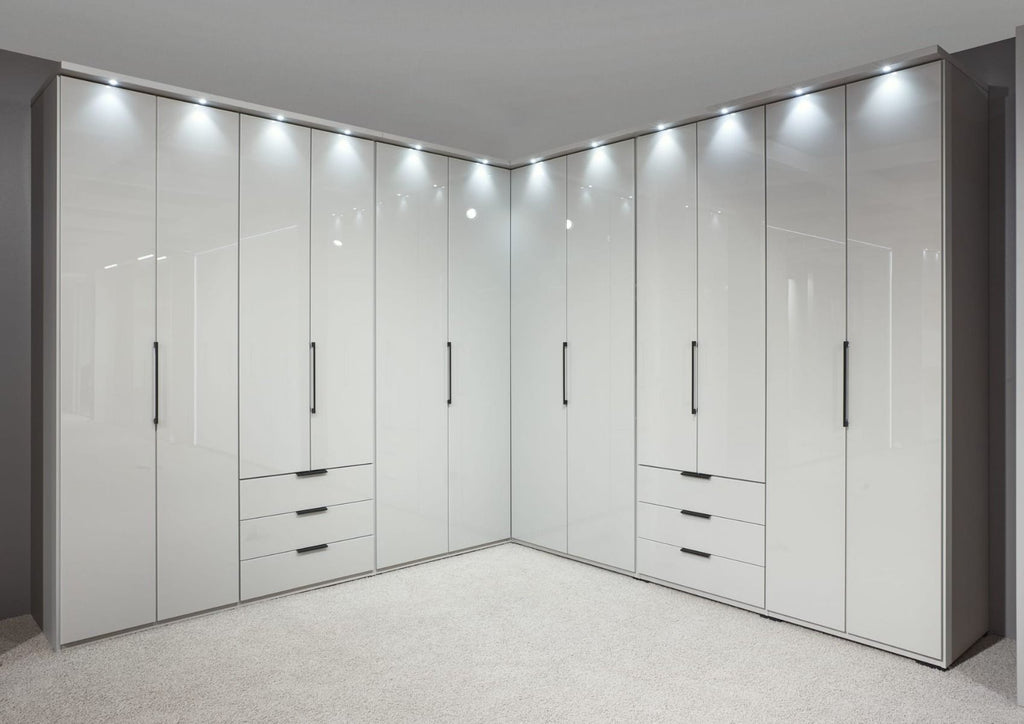Oakwood Wiemann Monaco Corner Wardrobe With Glass Front Bi-Folding Doors
