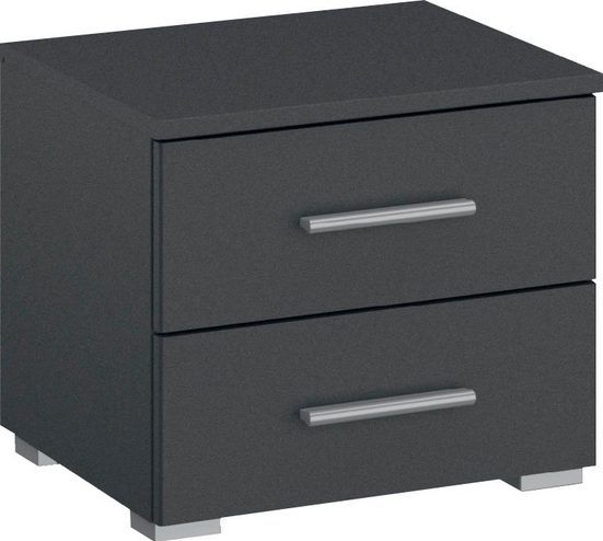 Oakwood Rauch Base 2 Drawer Metallic Grey Bedside Cabinet