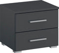 Oakwood Rauch Base 2 Drawer Metallic Grey Bedside Cabinet