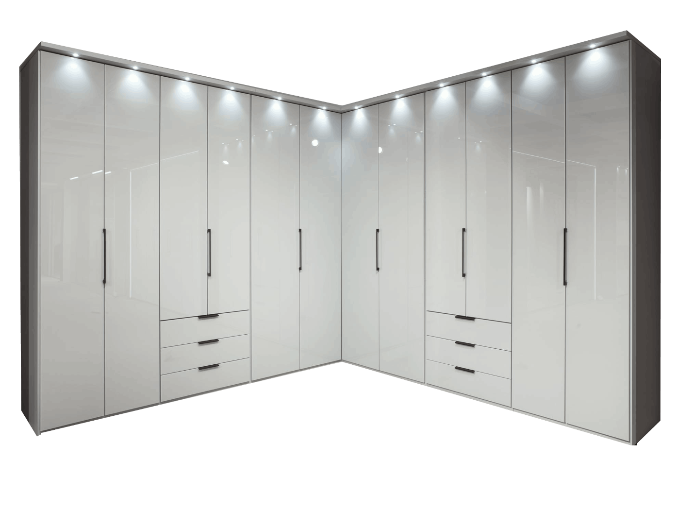 Oakwood Wiemann Monaco Corner Wardrobe With Glass Front Bi-Folding Doors
