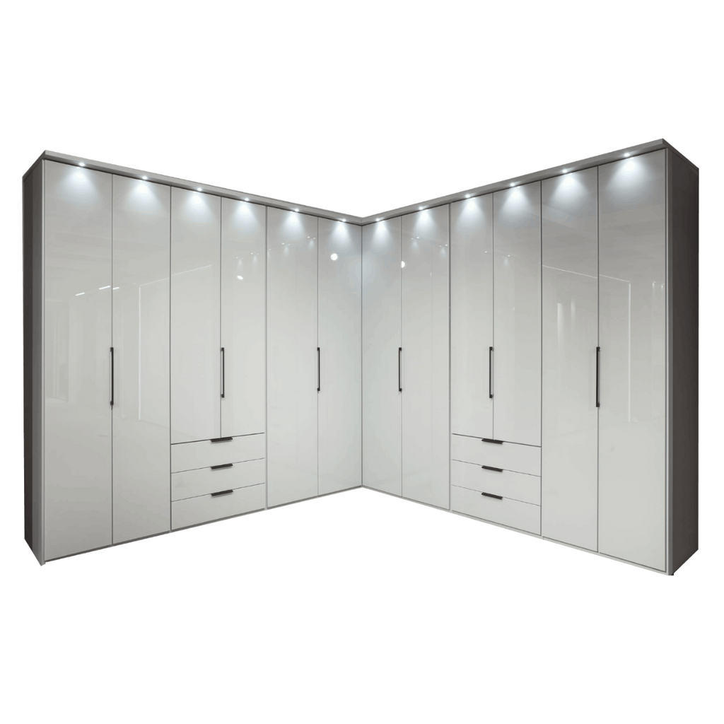 Oakwood Wiemann Monaco Corner Wardrobe With Glass Front Bi-Folding Doors
