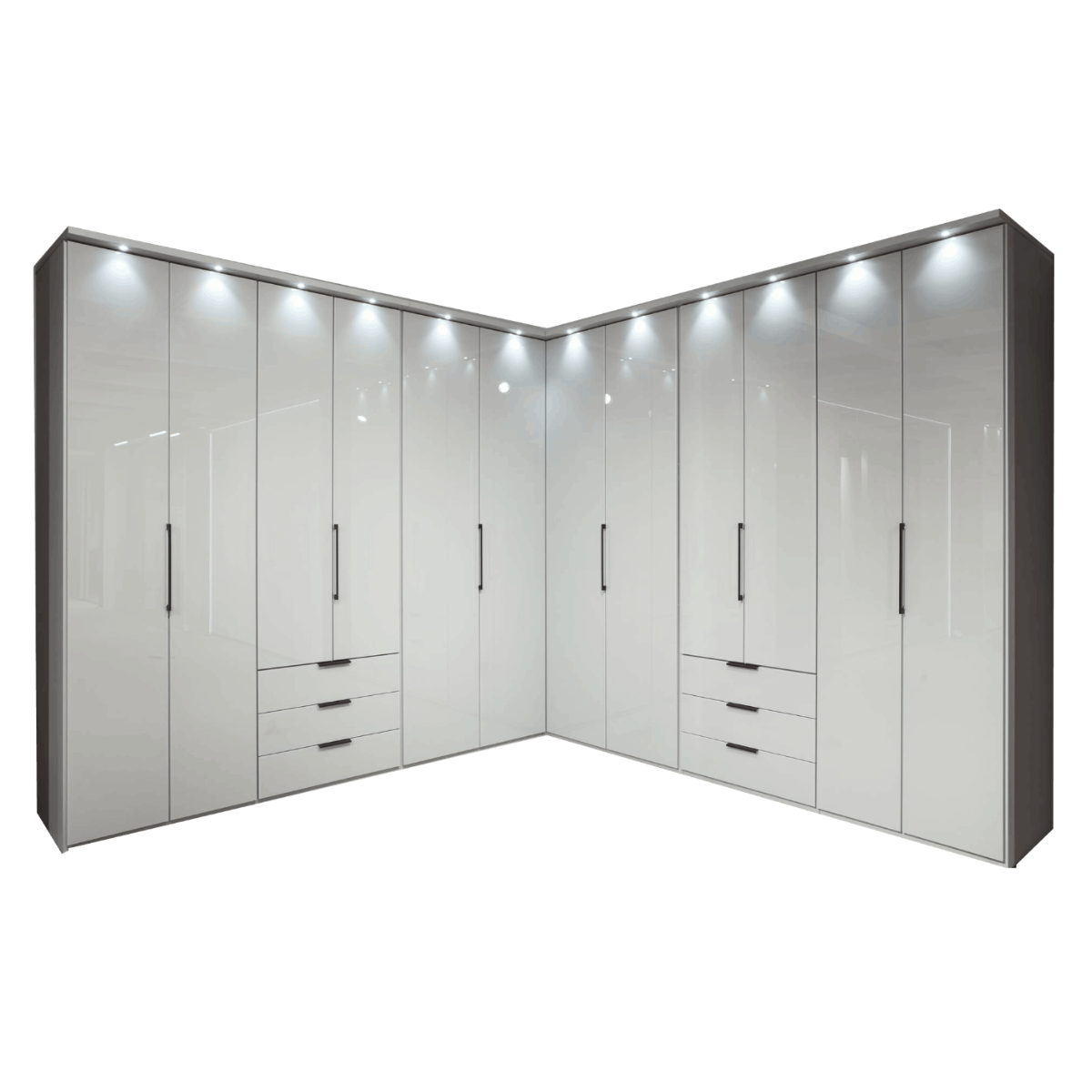 Oakwood Wiemann Monaco Corner Wardrobe With Glass Front Bi-Folding Doors
