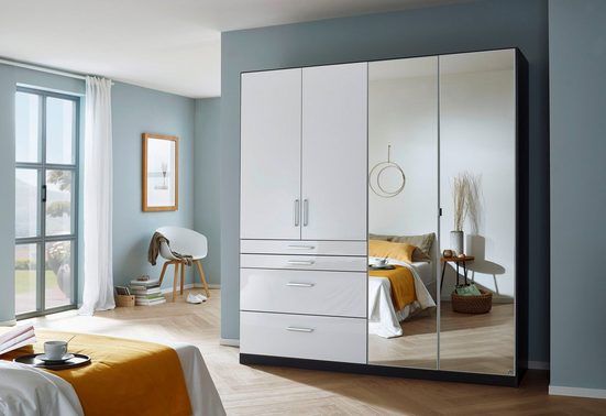 Oakwood Rauch Homburg Metallic Grey and High Gloss White 4 Door Wardrobe
