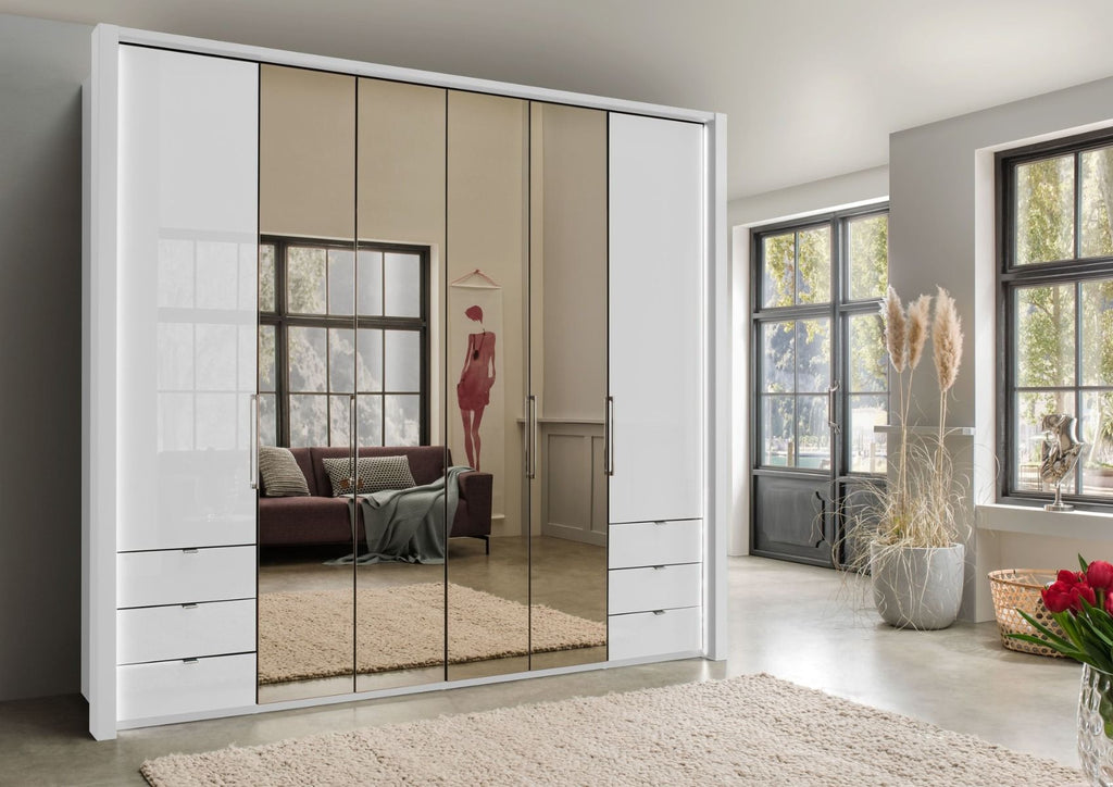 Oakwood Wiemann Kansas 6 Door Combi Wardrobe With 4 Full Mirror Doors