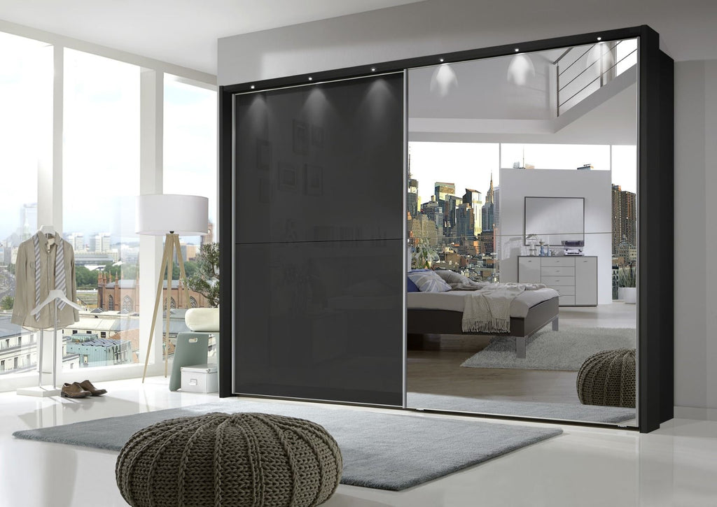 Oakwood Wiemann Berlin Graphite Glass Front Sliding Door Wardrobe