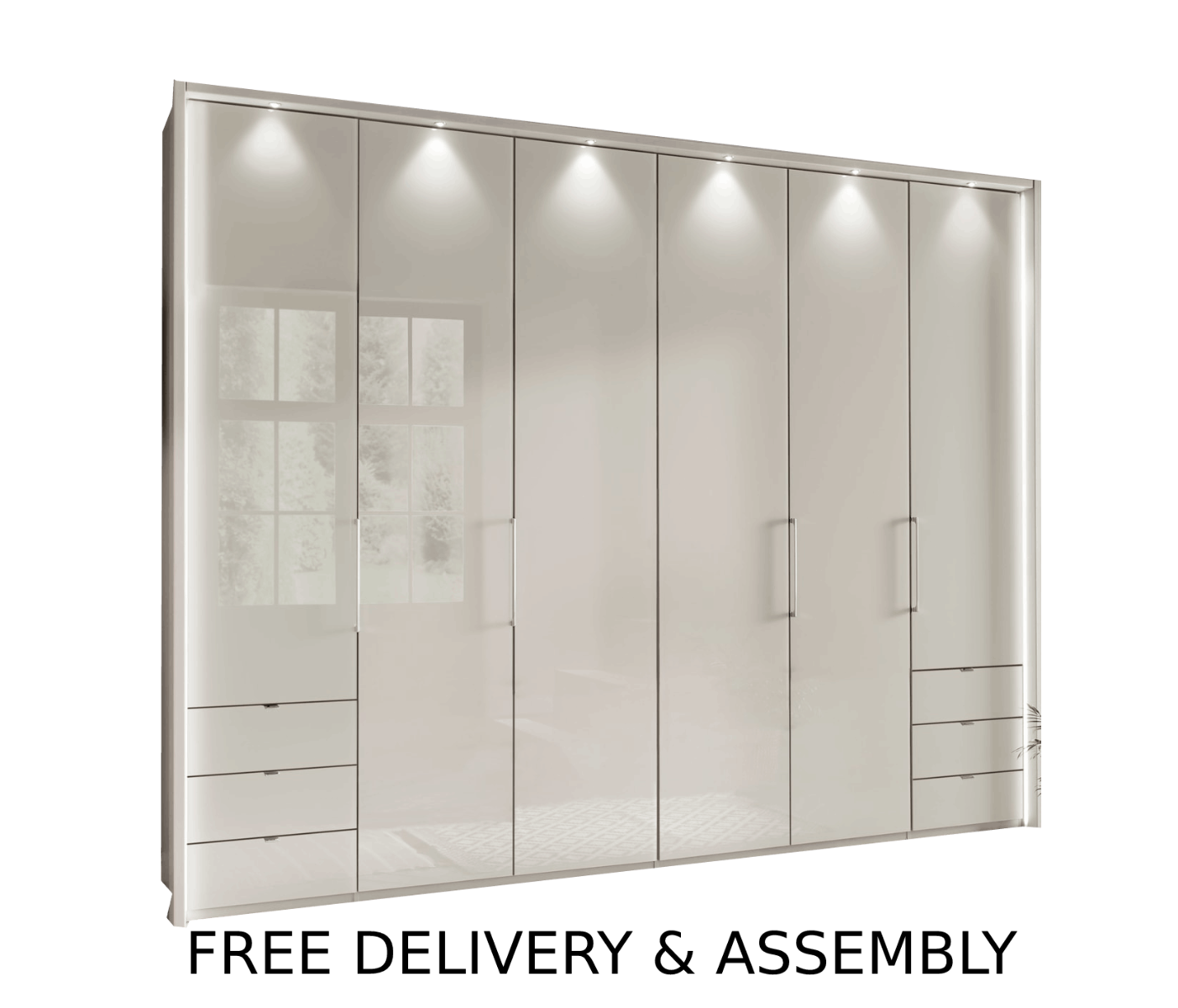 Oakwood Wiemann Kansas 6 Door Combi Wardrobe With 6 Side Drawers