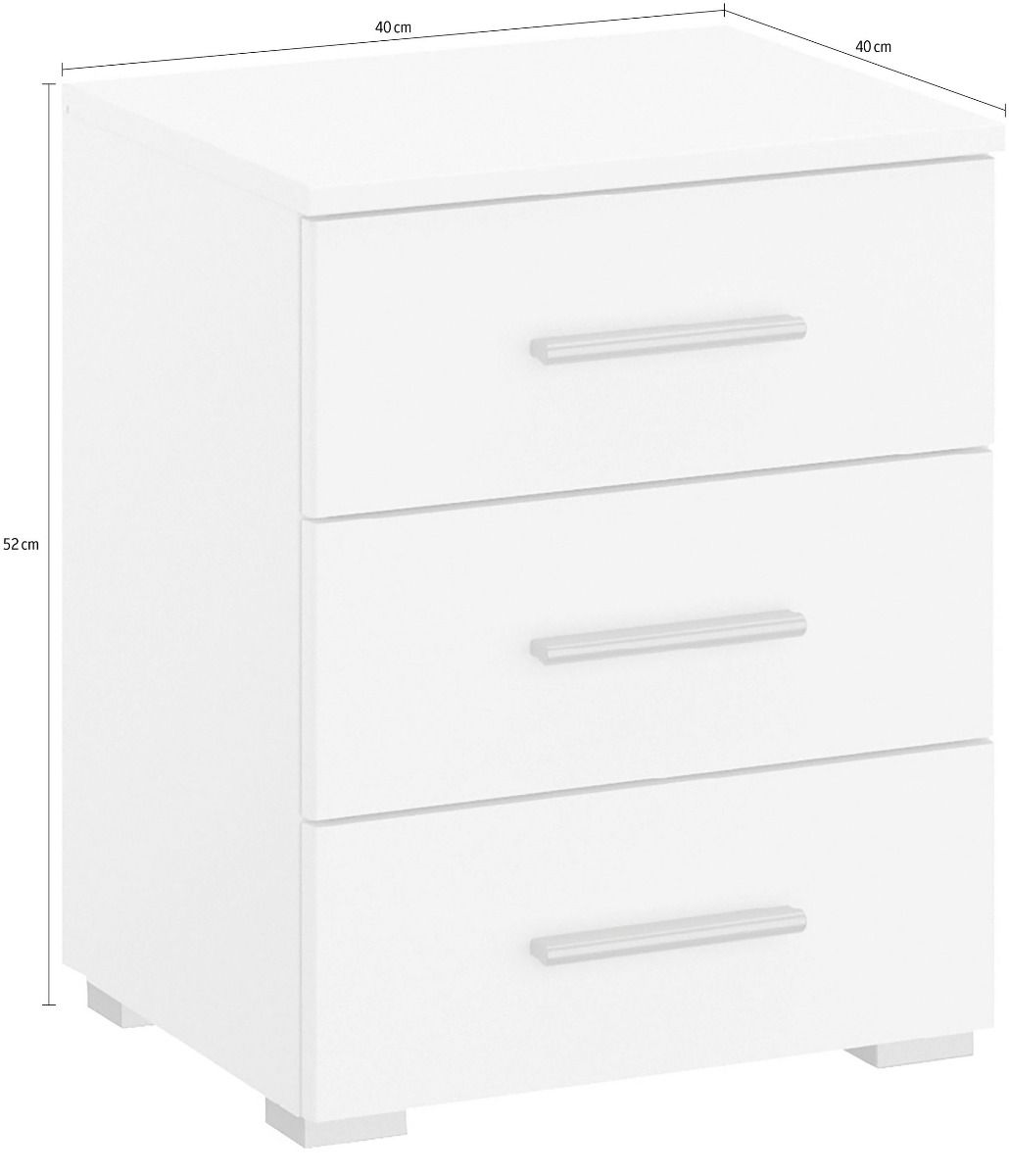 Oakwood Rauch Base 3 Drawer Metallic Grey Bedside Cabinet