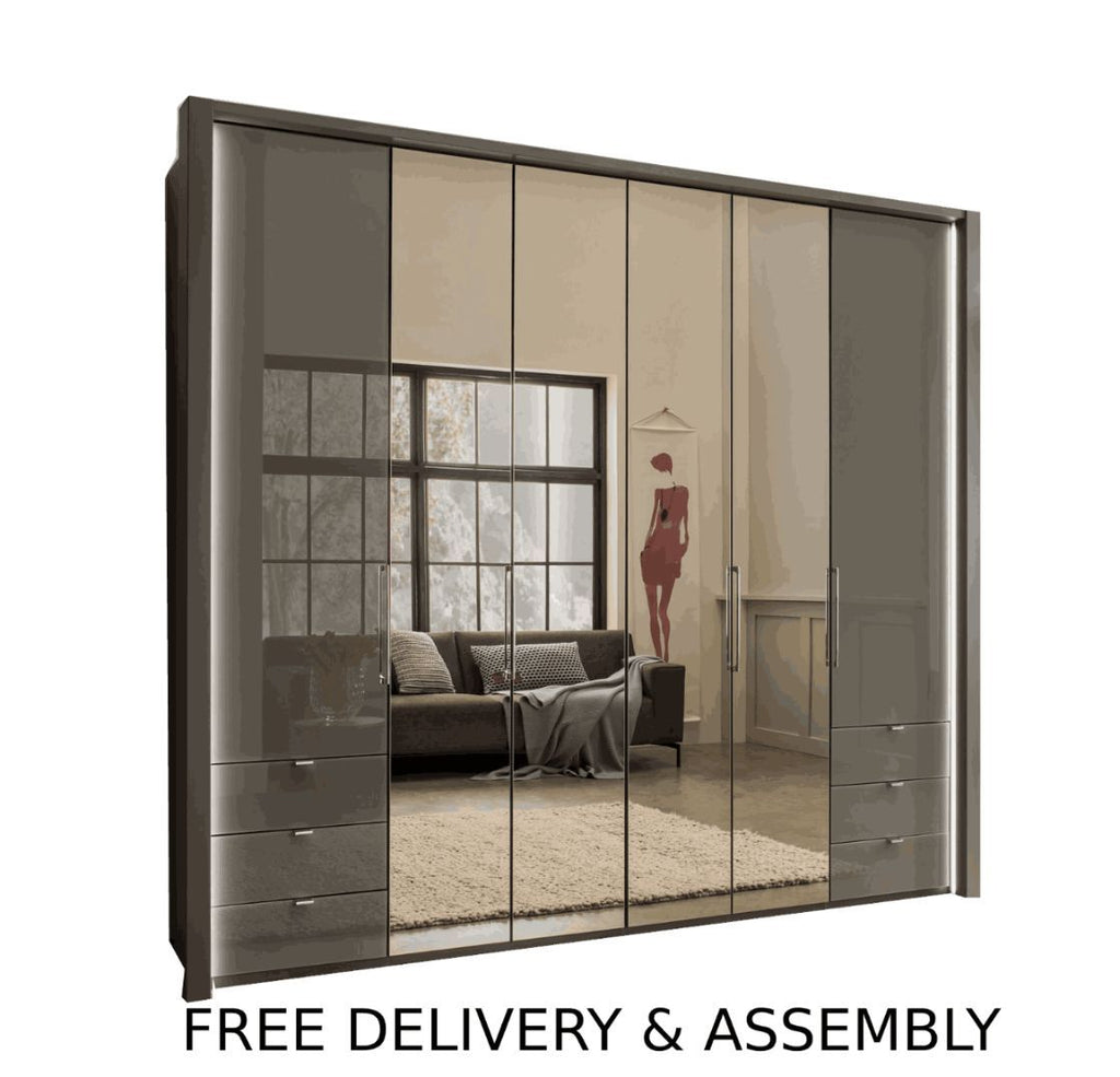 Oakwood Wiemann Kansas 6 Door Combi Wardrobe With 4 Full Mirror Doors