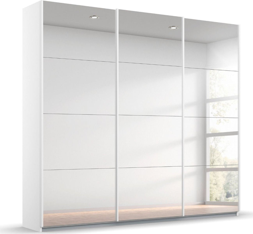 Oakwood Rauch Oracle White 3 Door Full Mirror Sliding Wardrobe 203CM