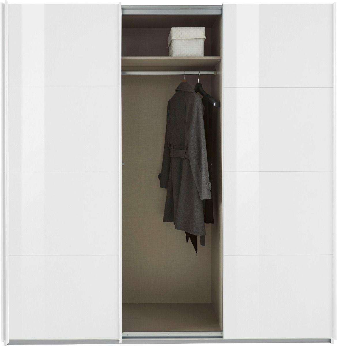 Oakwood Rauch Kulmbach White High Gloss 3 Sliding Door Wardrobe 203CM Wide