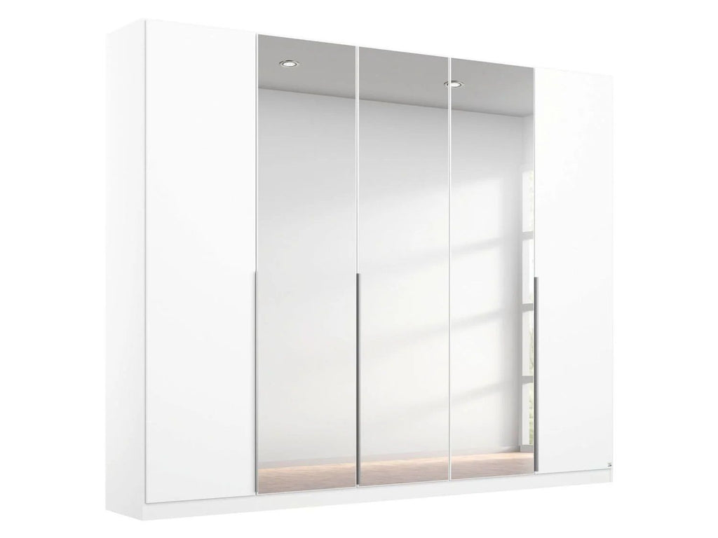 Oakwood Rauch Alabama Alpine White and Mirror 5 Door Hinged Wardrobe