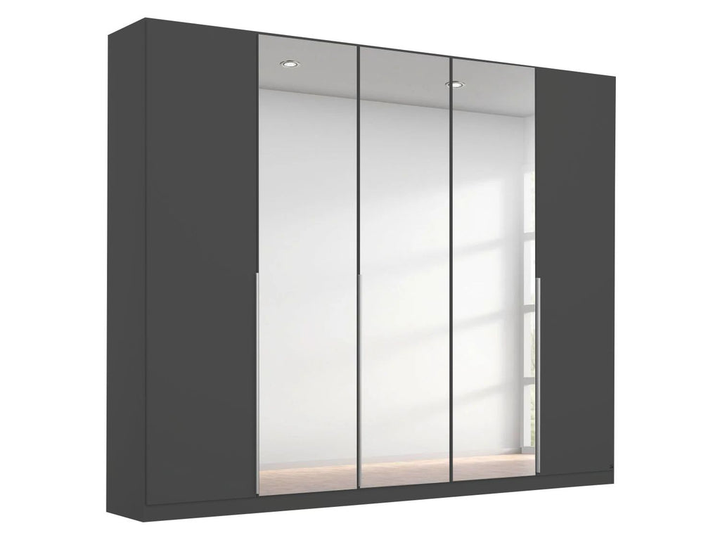 Oakwood Rauch Alabama Metallic Grey and Mirror 5 Door Hinged Wardrobe