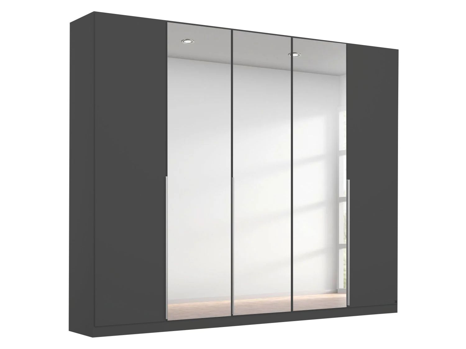 Oakwood Rauch Alabama Metallic Grey and Mirror 5 Door Hinged Wardrobe