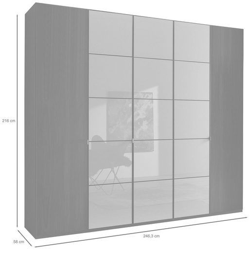 Oakwood Wiemann Quito Bianco Oak and Champagne Glass 5 Door Wardrobe - 250CM