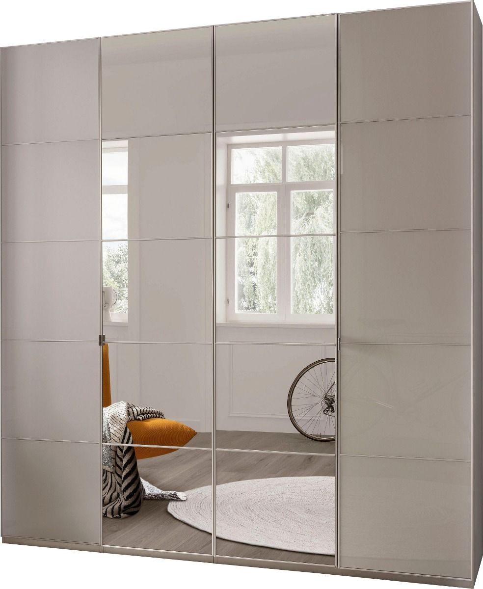 Oakwood Wiemann Quito Champagne and Champagne Glass With Mirror 4 Door Wardrobe - 200CM