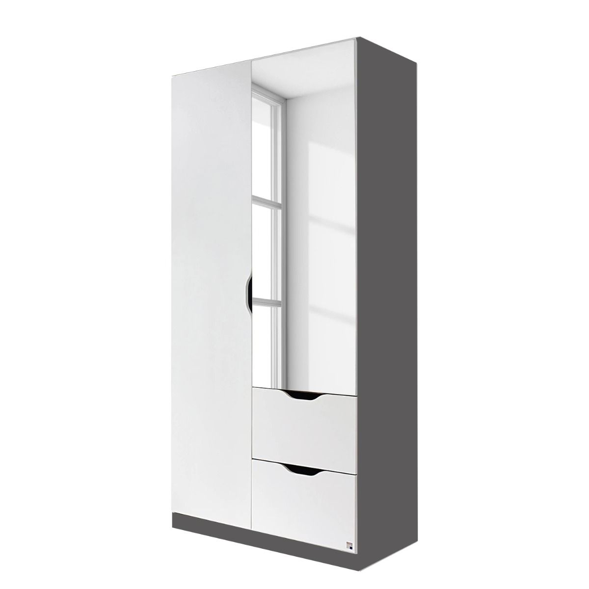 Oakwood Rauch Arnstein 2 Door Metallic Grey/Alpine White Combi Mirrored Wardrobe