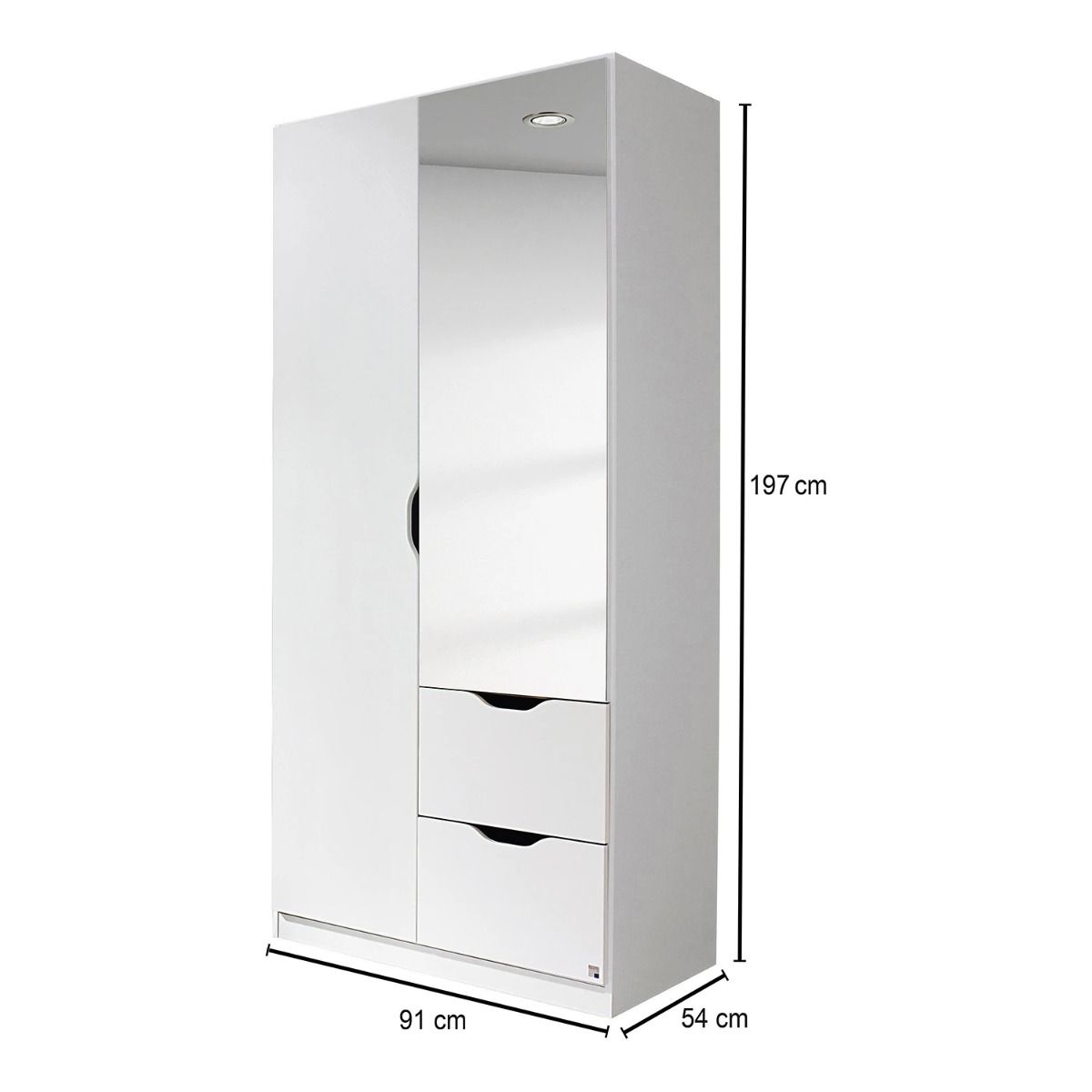 Oakwood Rauch Arnstein 2 Door Metallic Grey/Alpine White Combi Mirrored Wardrobe