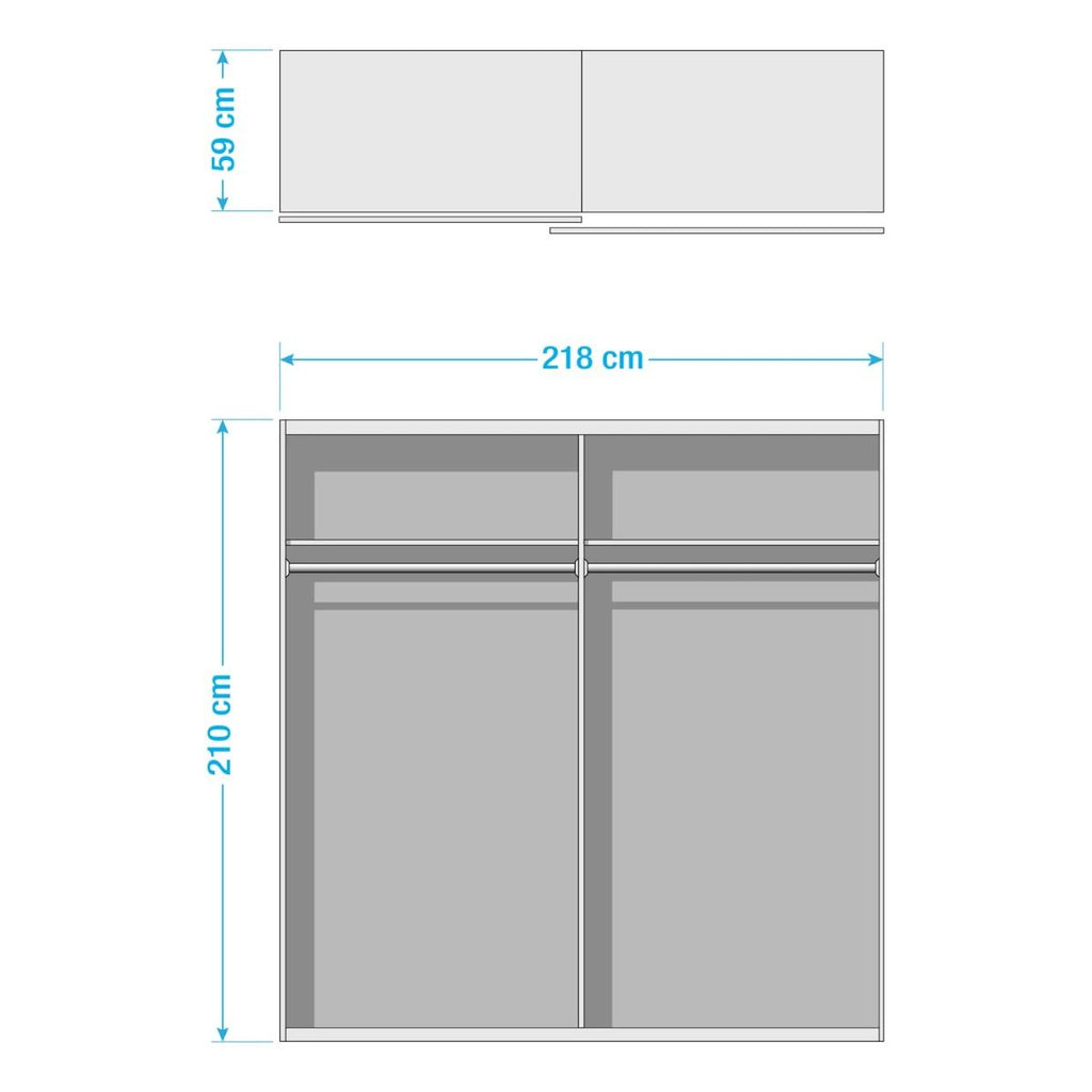 Oakwood Rauch Korbach Metallic Grey Stone Grey 218CM 2 Sliding Door Wardrobe