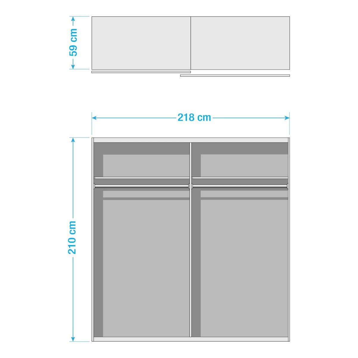 Oakwood Rauch Korbach Metallic Grey Stone Grey 218CM 2 Sliding Door Wardrobe