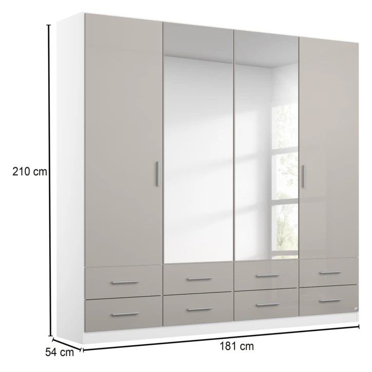 Oakwood Rauch Stuttgart 4 Door Combi Wardrobe With Bottom Drawers W181 x H210CM