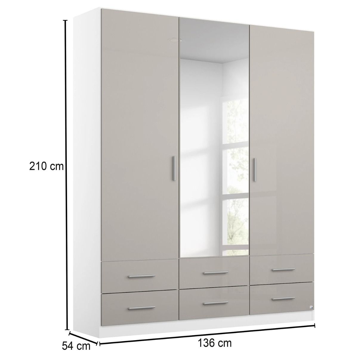 Oakwood Rauch Stuttgart 3 Door Combi Wardrobe 136x210 CM