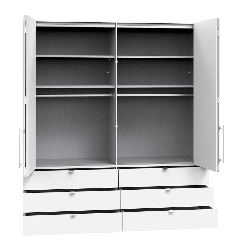 Oakwood Wiemann Loft White Glass Front 200CM Bi-Folding Doors Wardrobe With Drawers