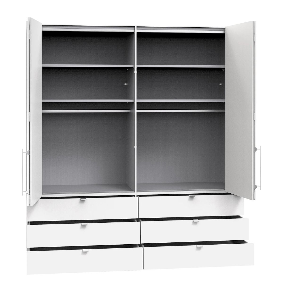 Oakwood Wiemann Loft White Glass Front 200CM Bi-Folding Doors Wardrobe With Drawers