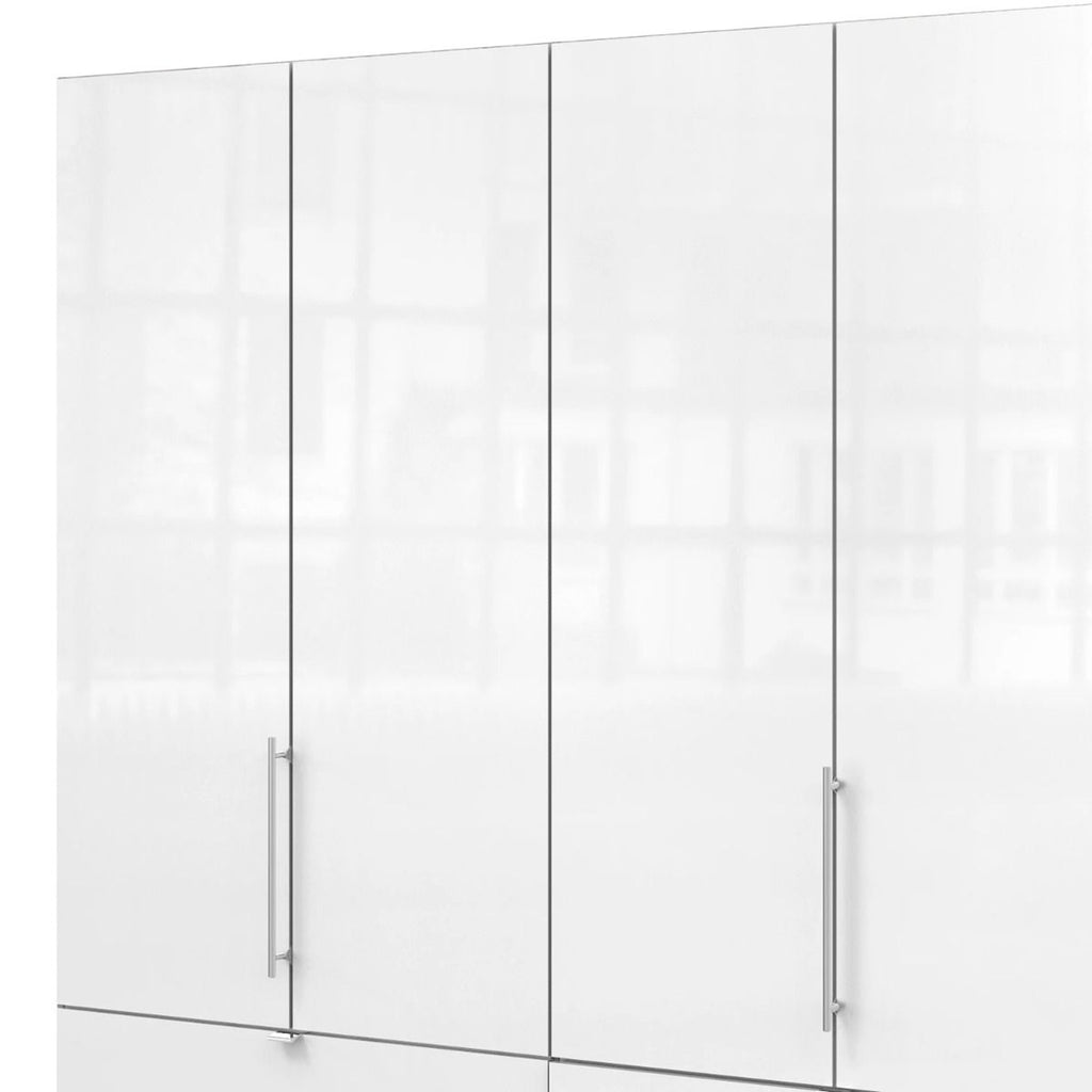 Oakwood Wiemann Loft White Glass Front 200CM Bi-Folding Doors Wardrobe With Drawers