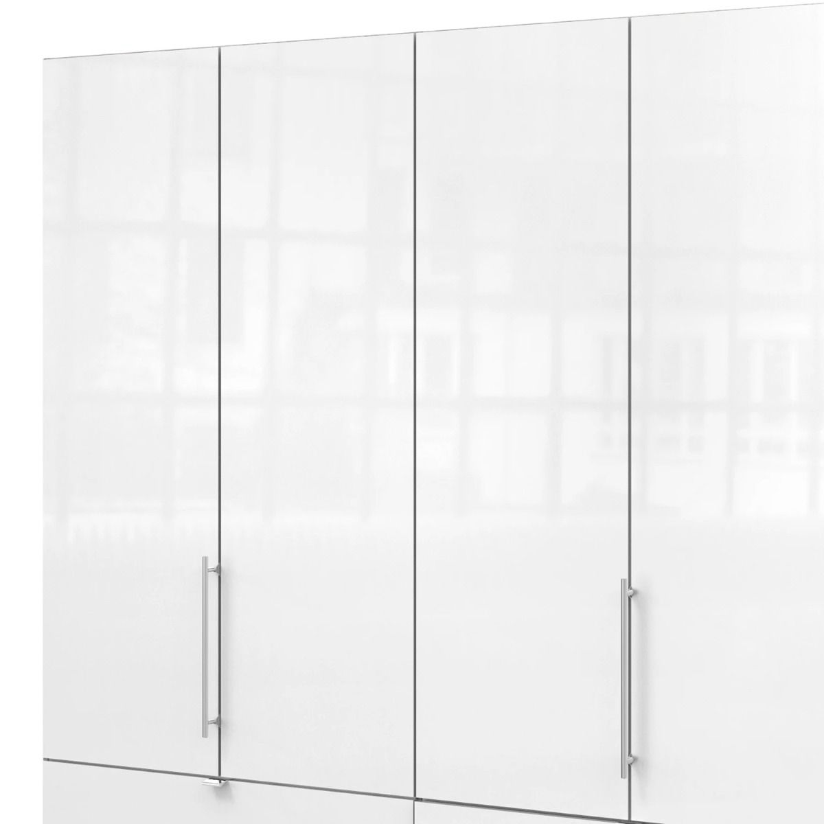 Oakwood Wiemann Loft White Glass Front 200CM Bi-Folding Doors Wardrobe With Drawers