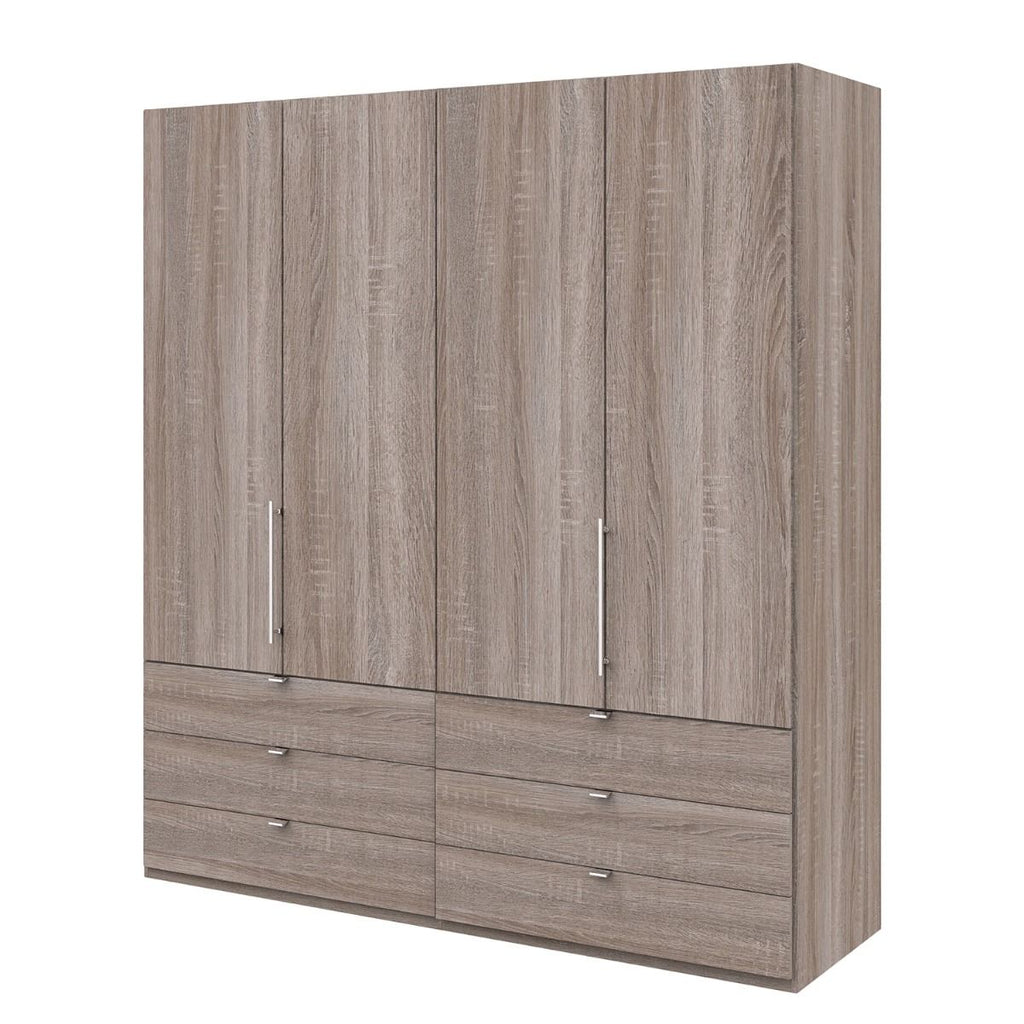 Oakwood Wiemann Loft Dark Rustic Oak 2M Bi-Folding Doors Wardrobe With Drawers
