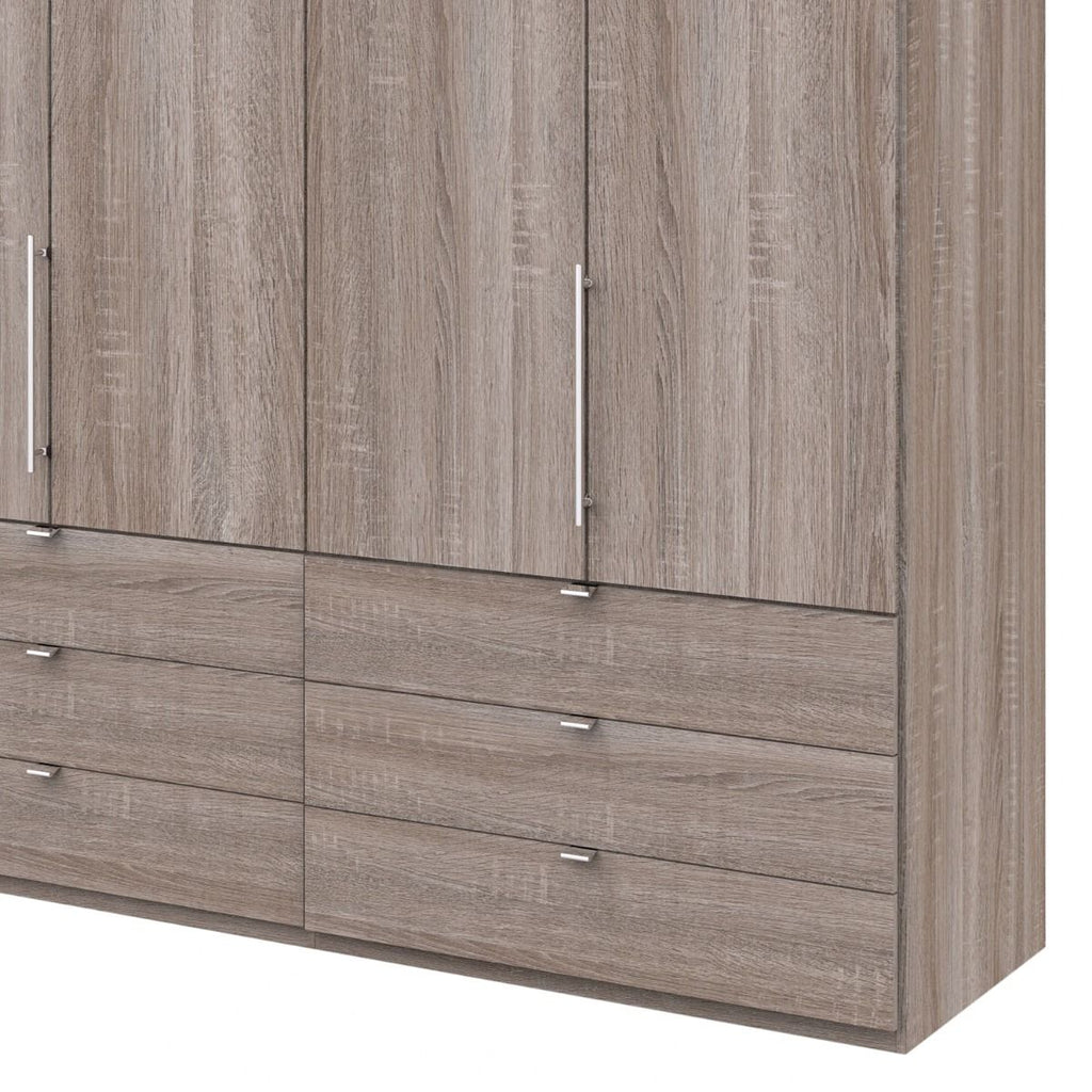 Oakwood Wiemann Loft Dark Rustic Oak 2M Bi-Folding Doors Wardrobe With Drawers