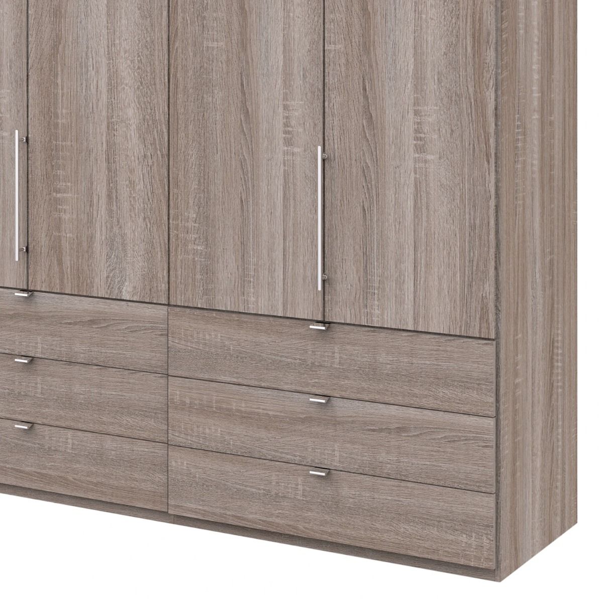 Oakwood Wiemann Loft Dark Rustic Oak 2M Bi-Folding Doors Wardrobe With Drawers