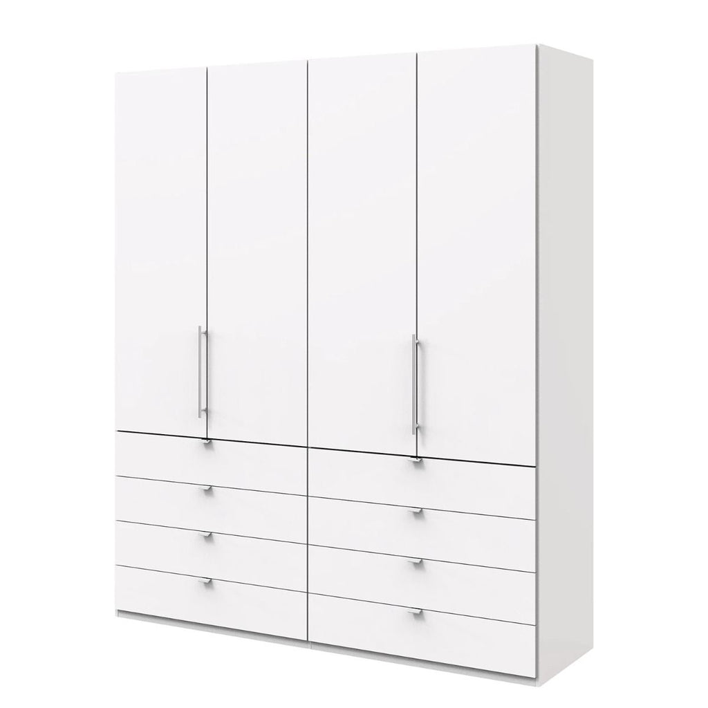 Oakwood Wiemann Loft White Glass 200CM Bi-Folding Doors Wardrobe With Drawers