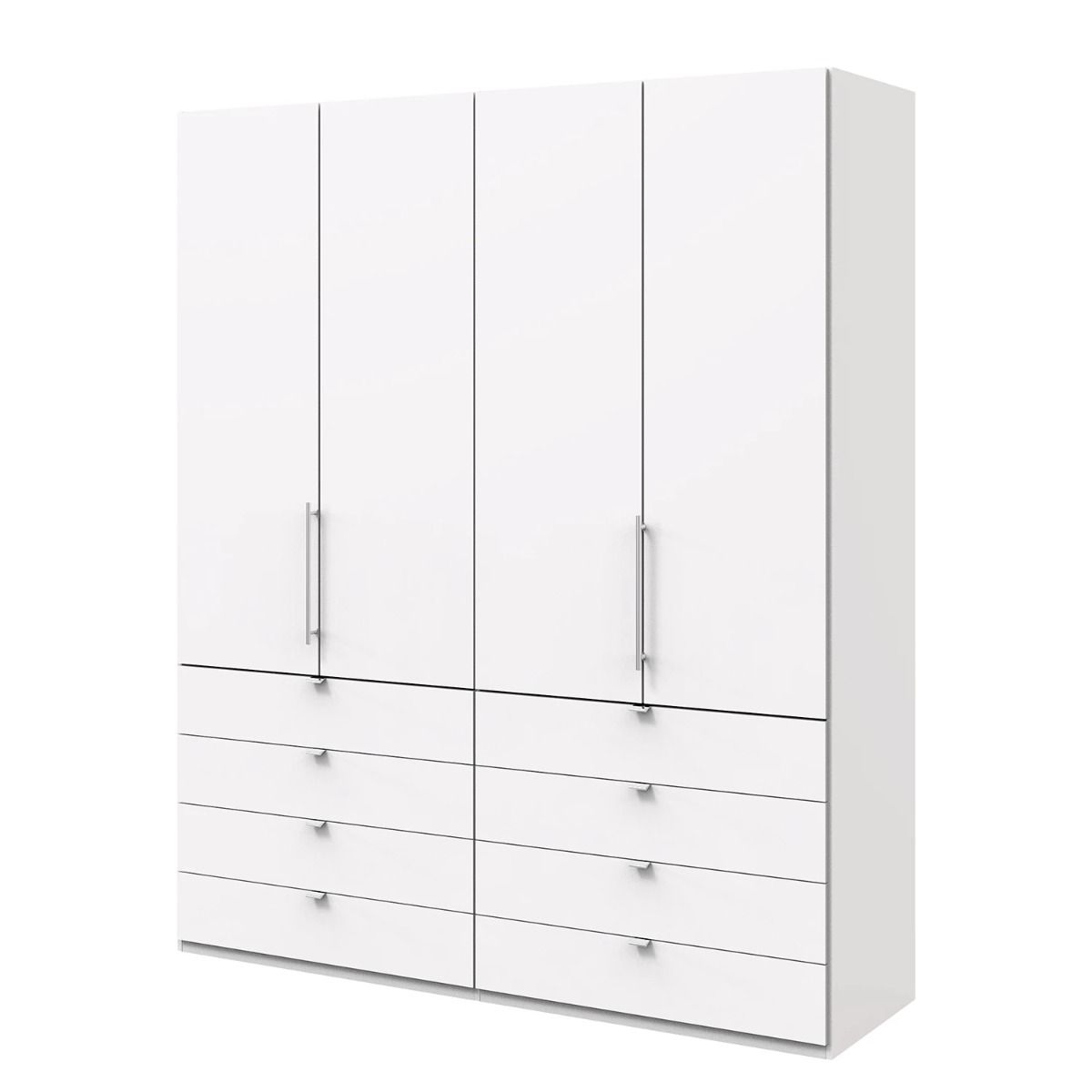 Oakwood Wiemann Loft White Glass 200CM Bi-Folding Doors Wardrobe With Drawers