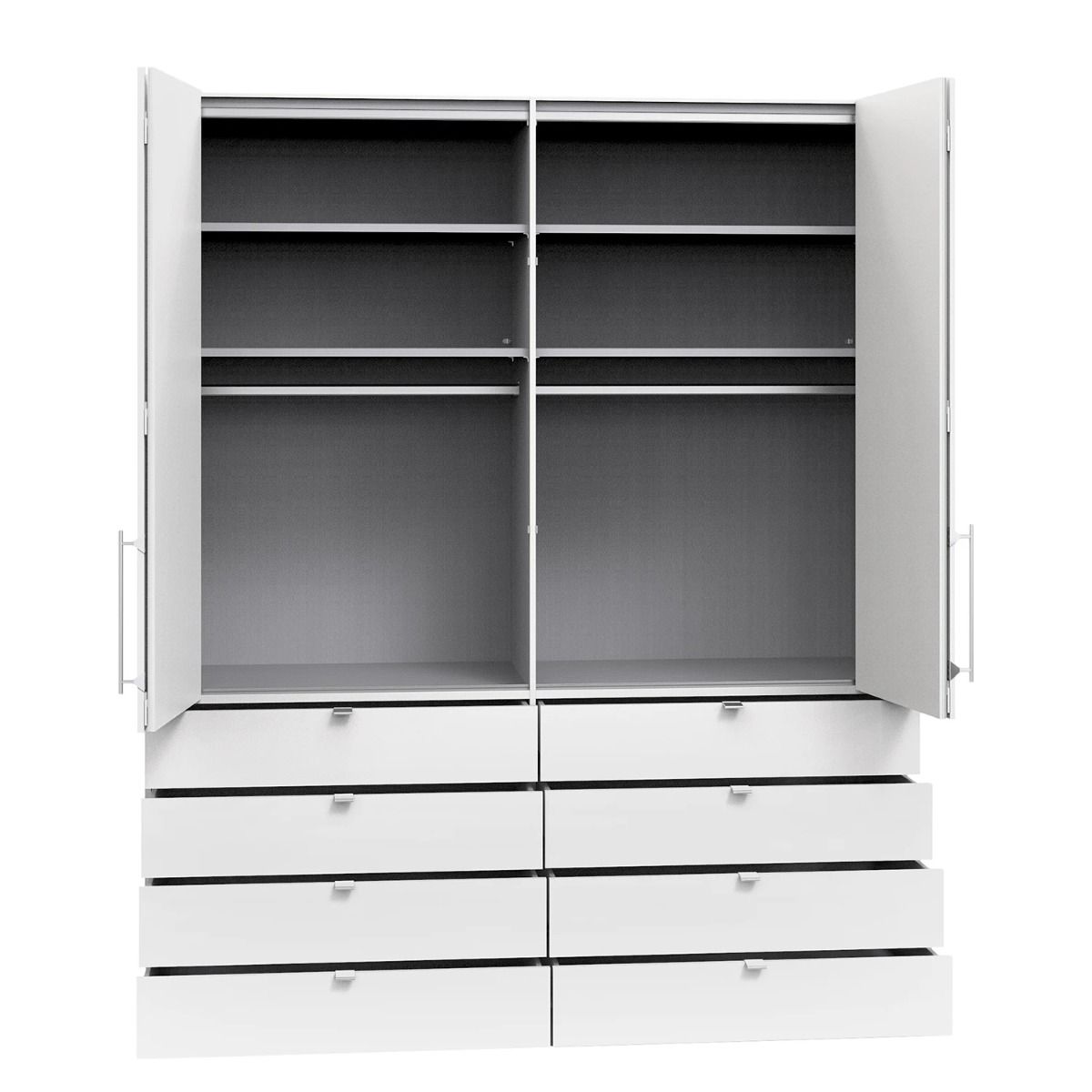 Oakwood Wiemann Loft White Glass Front 200CM Bi-Folding Doors Wardrobe With Drawers