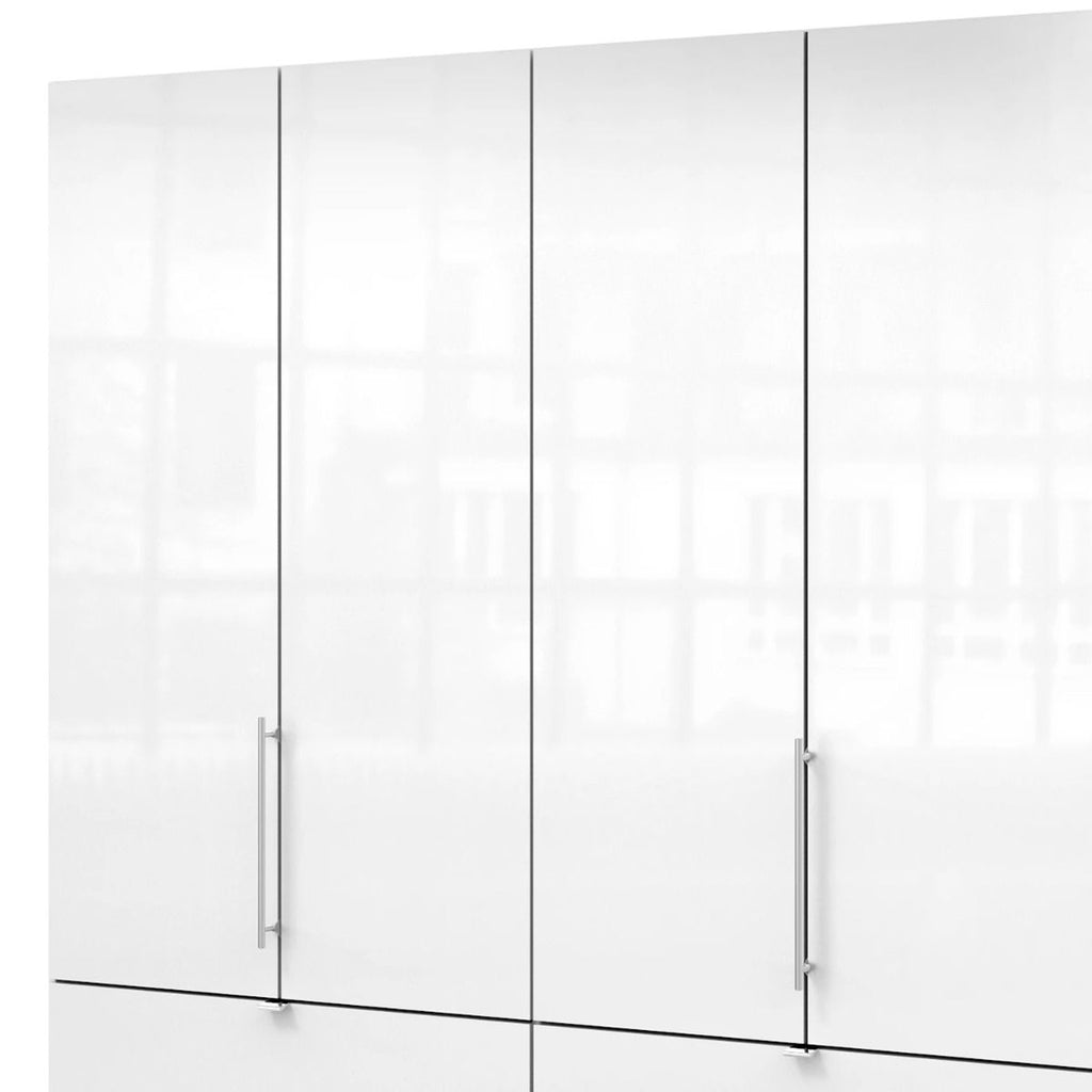 Oakwood Wiemann Loft White Glass 200CM Bi-Folding Doors Wardrobe With Drawers