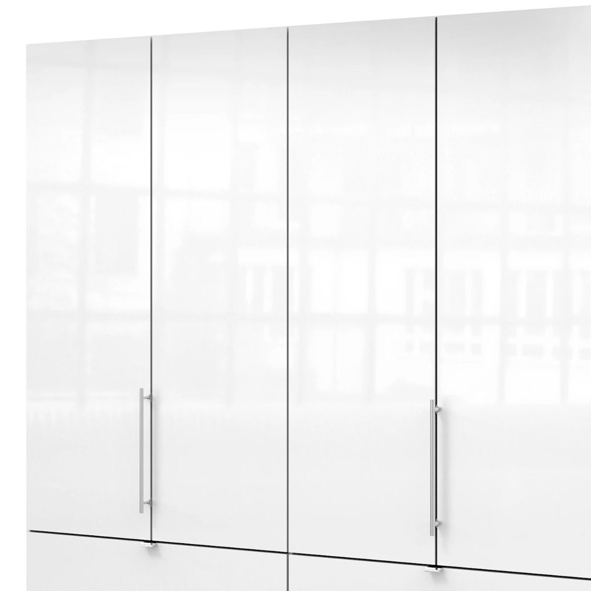 Oakwood Wiemann Loft White Glass 200CM Bi-Folding Doors Wardrobe With Drawers