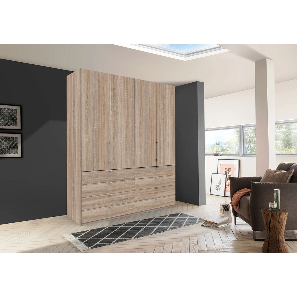 Oakwood Wiemann Loft Dark Rustic Oak 2M Bi-Folding Doors Wardrobe With Drawers