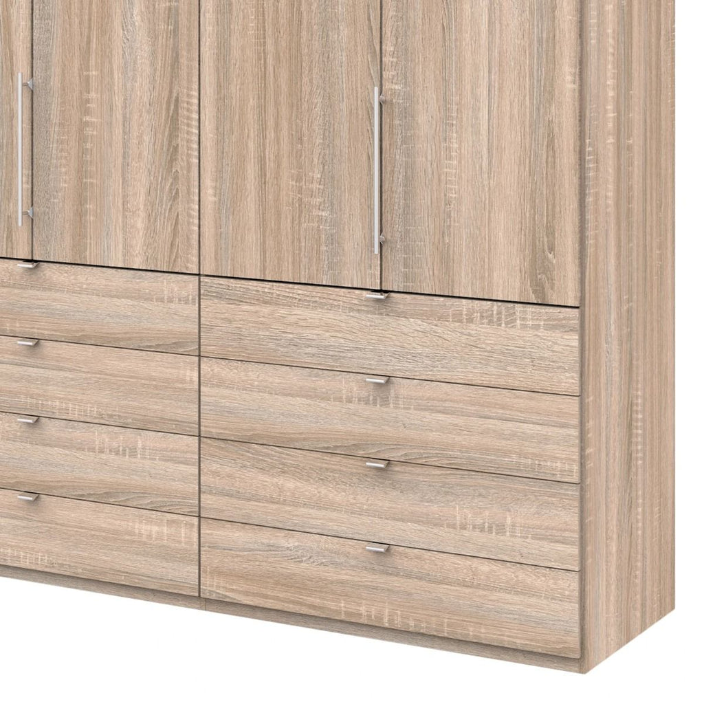 Oakwood Wiemann Loft Dark Rustic Oak 2M Bi-Folding Doors Wardrobe With Drawers