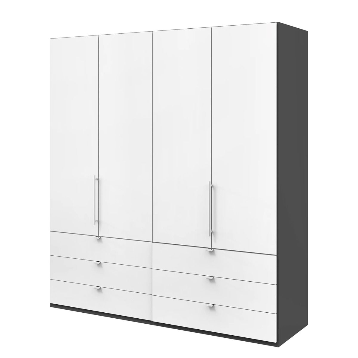 Oakwood Wiemann Loft White Glass Front 200CM Bi-Folding Doors Wardrobe With Drawers