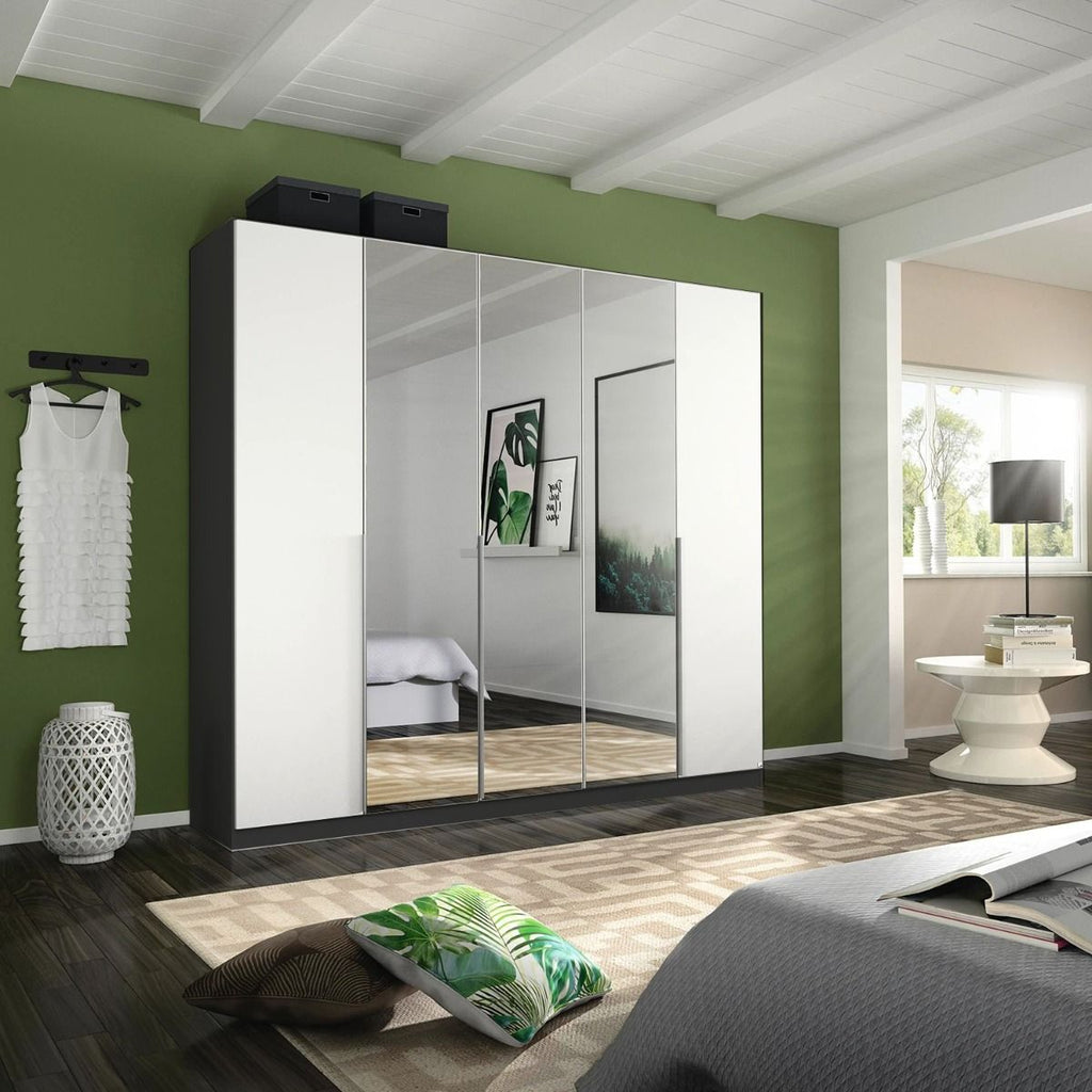 Oakwood Rauch Alabama High Polish With Mirror 5 Door Hinged Wardrobe