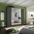 Oakwood Rauch Alabama Metallic Grey and Mirror 5 Door Hinged Wardrobe